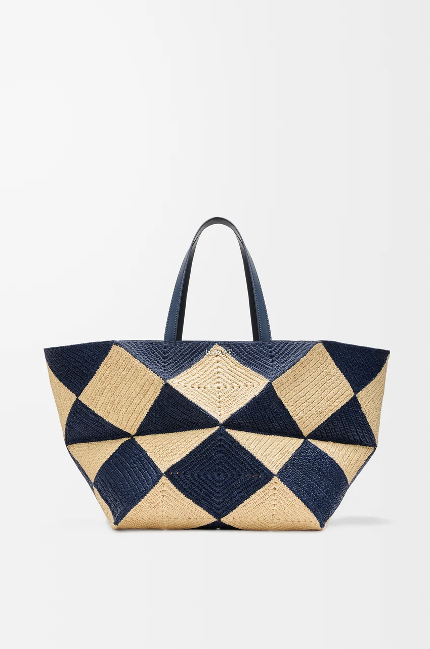 LOEWE, + Paula's Ibiza Xxl Puzzle Fold Leather-Trimmed Raffia Tote Bag