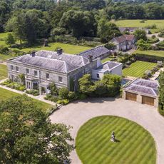 garden area, house & trees