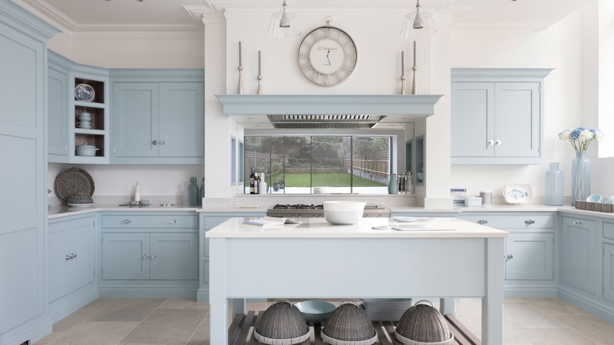 Powder Blue Kitchens Is This Popular, Blue Kitchen Units What Colour Walls