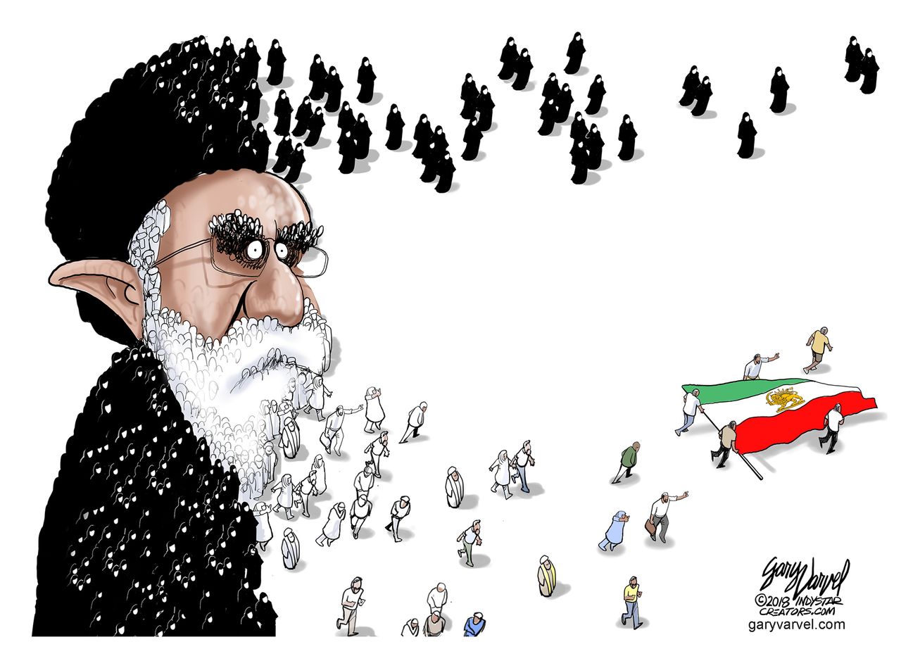 Political cartoon World Iran protests Khamenei