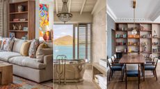 Living room, bathroom. dining room