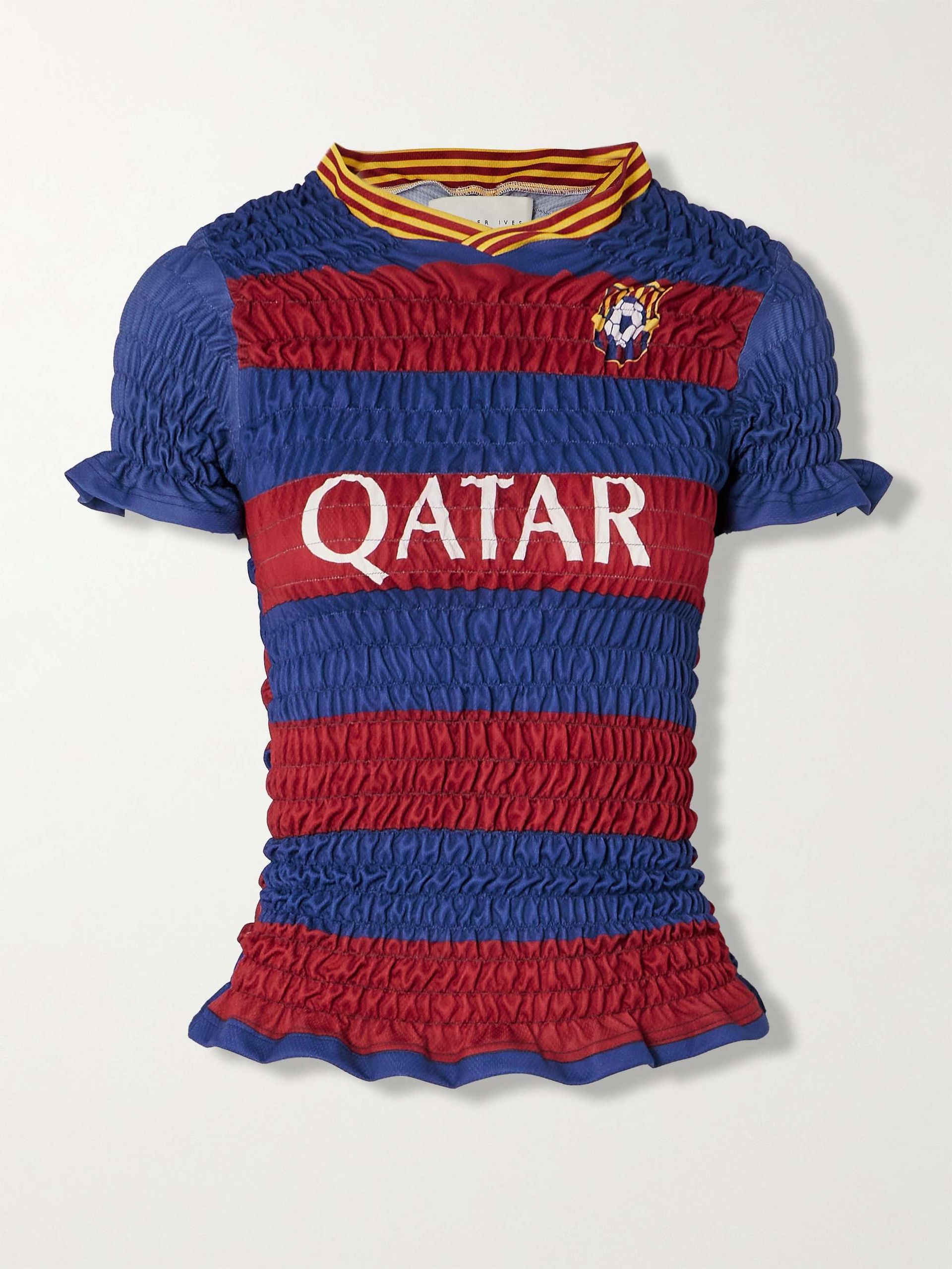 Printed Shirred Jersey Top