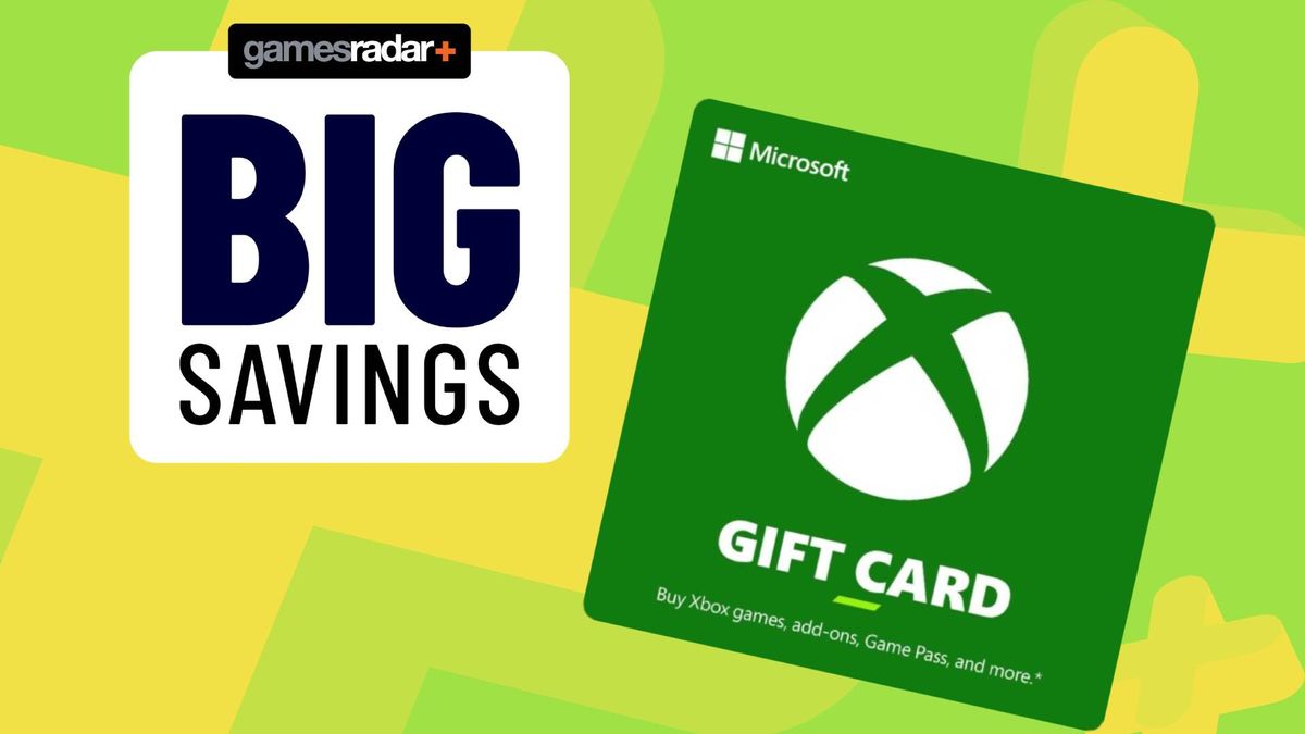 Official image of an Xbox gift card with a green GamesRadar background.