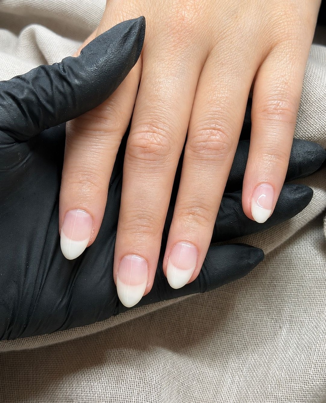 @buffcs deep french almond nail design