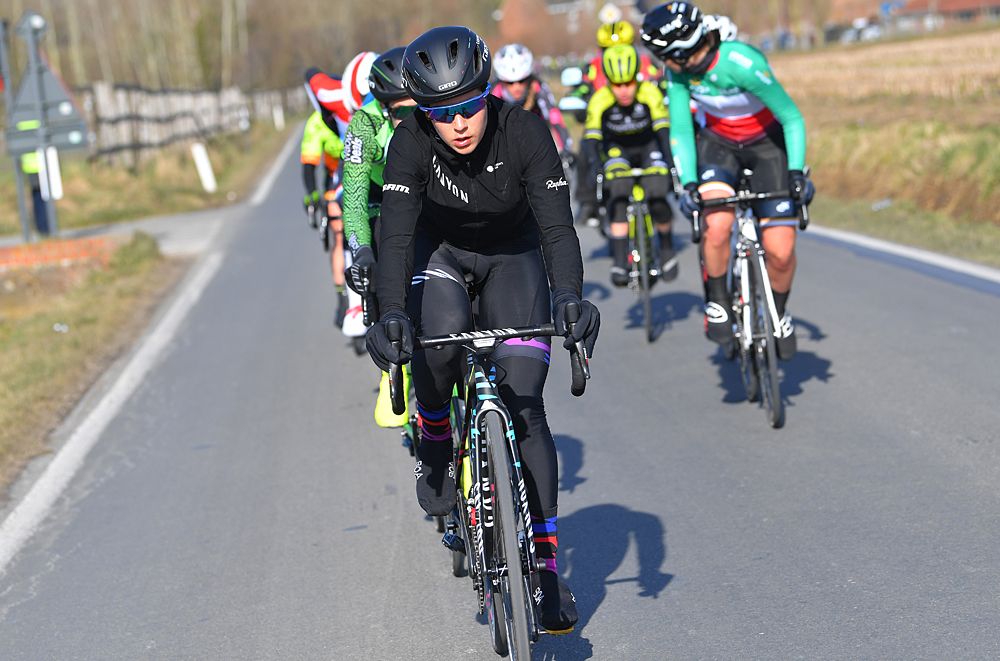 Canyon-SRAm at the head of the breakaway at Omloop Het Nieuwsblad Women Elite