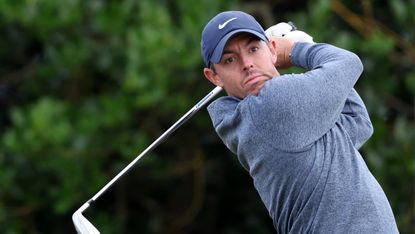 Rory McIlroy teeing off during the second round of the 2022 Open Championship