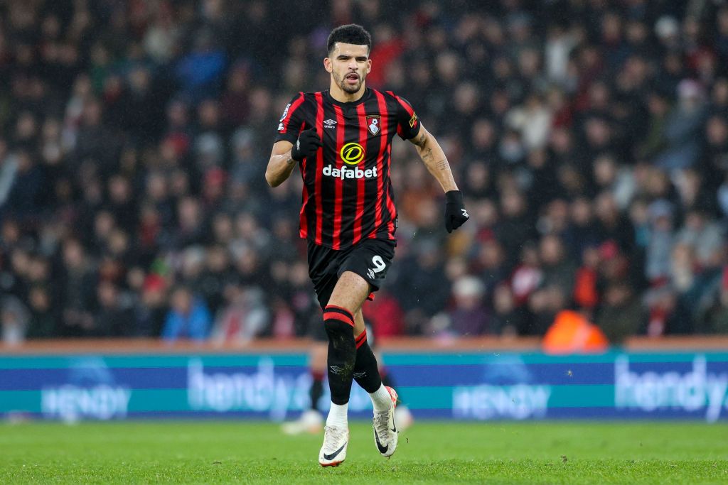 Arsenal target Dominic Solanke ofb during the Premier League match between AFC Bournemouth and Luton Town at Vitality Stadium on December 16, 2023 in Bournemouth, England. (Photo by Robin Jones - AFC Bournemouth/AFC Bournemouth via Getty Images)