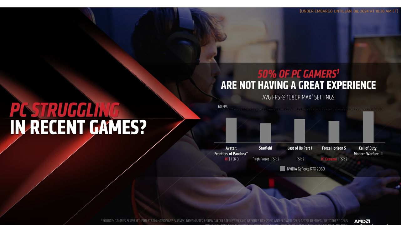 AMD Radeon RX 7600 XT announcement slides and cards