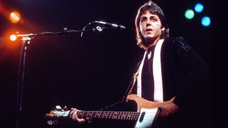 LOS ANGELES - MAY 1976: Founding member of the rock and roll band "The Beatles", Paul McCartney, fronts his next band "Wings" in May 1976 in Los Angeles, California. 