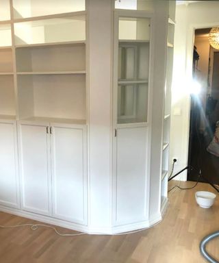 IKEA BILLY bookcase in place to create a zoned living space