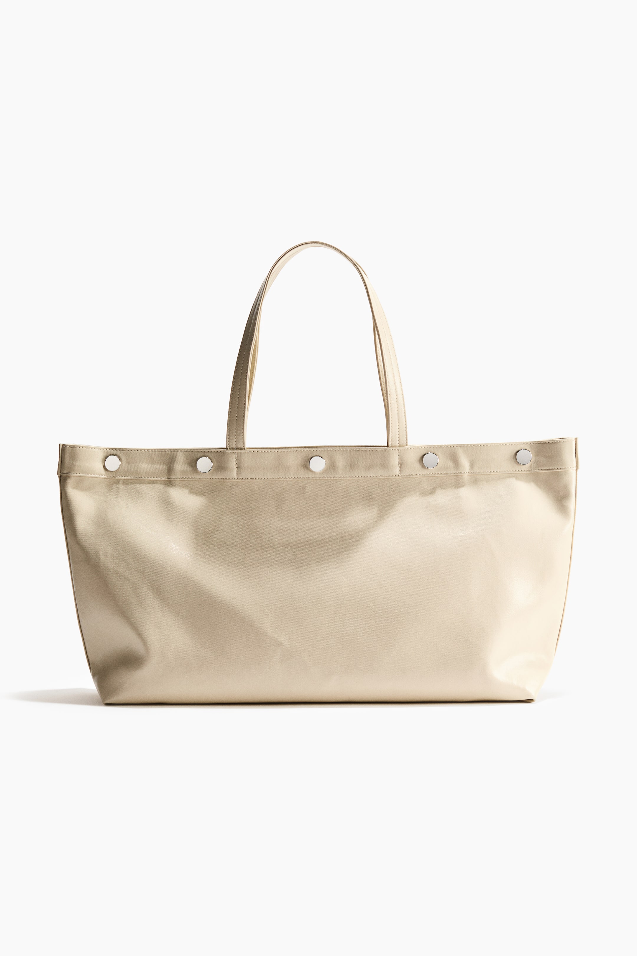Coated Canvas Tote Bag - Light Beige