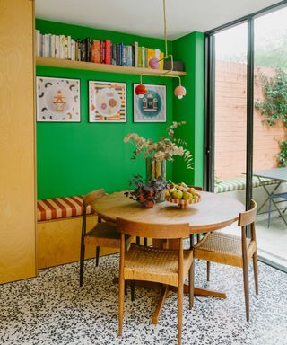 bright green breakfast nook