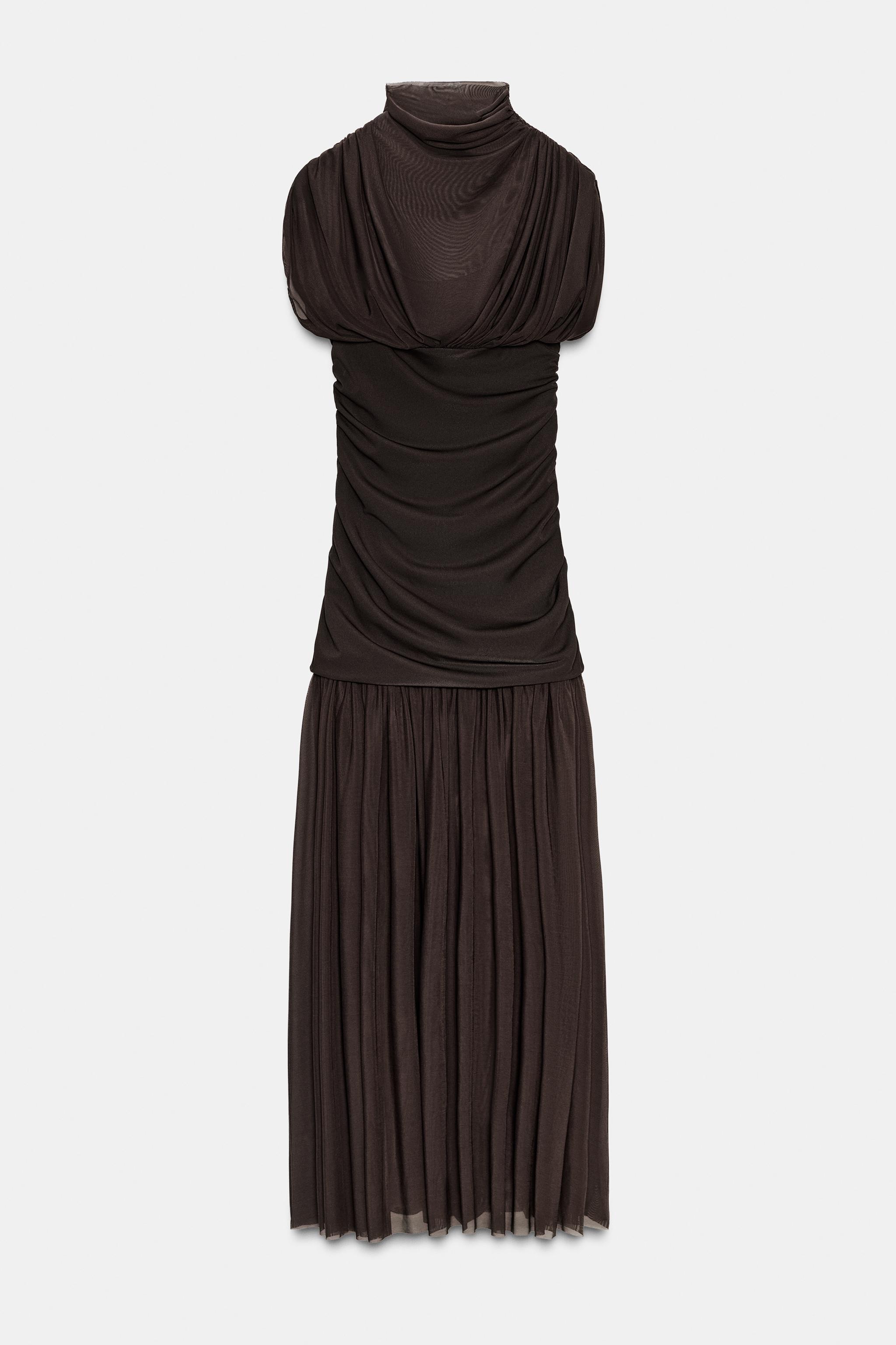Combined Draped Midi Dress
