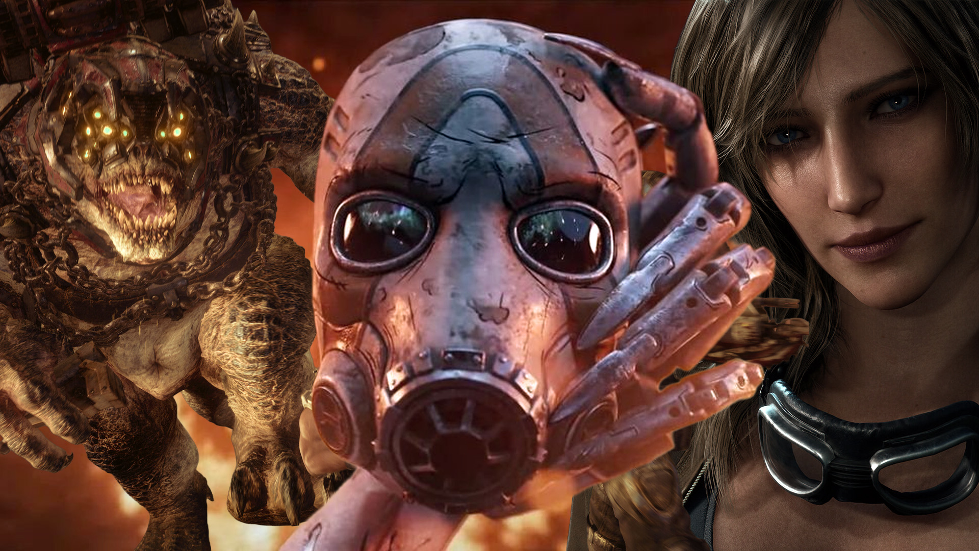 Composite image of screenshots from Gears of War: Reloaded, Borderlands 4, and Metal Gear Solid Delta: Snake Eater