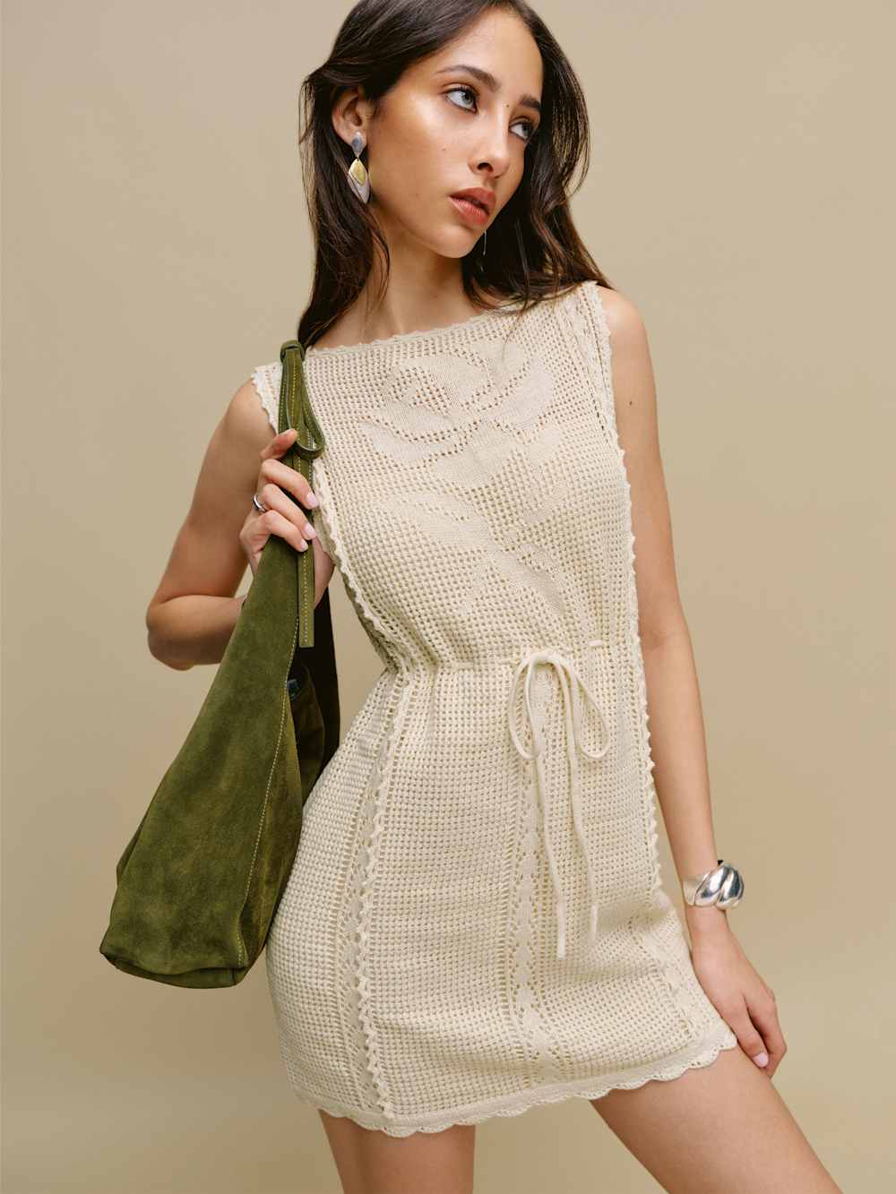 Lilliana Linen Cotton Crochet Dress