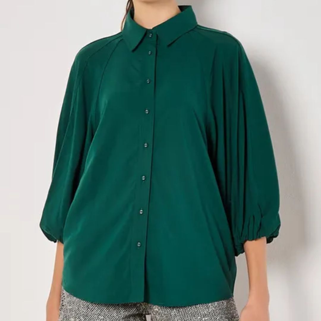 Apricot Seam Detail Puff Sleeved Shirt