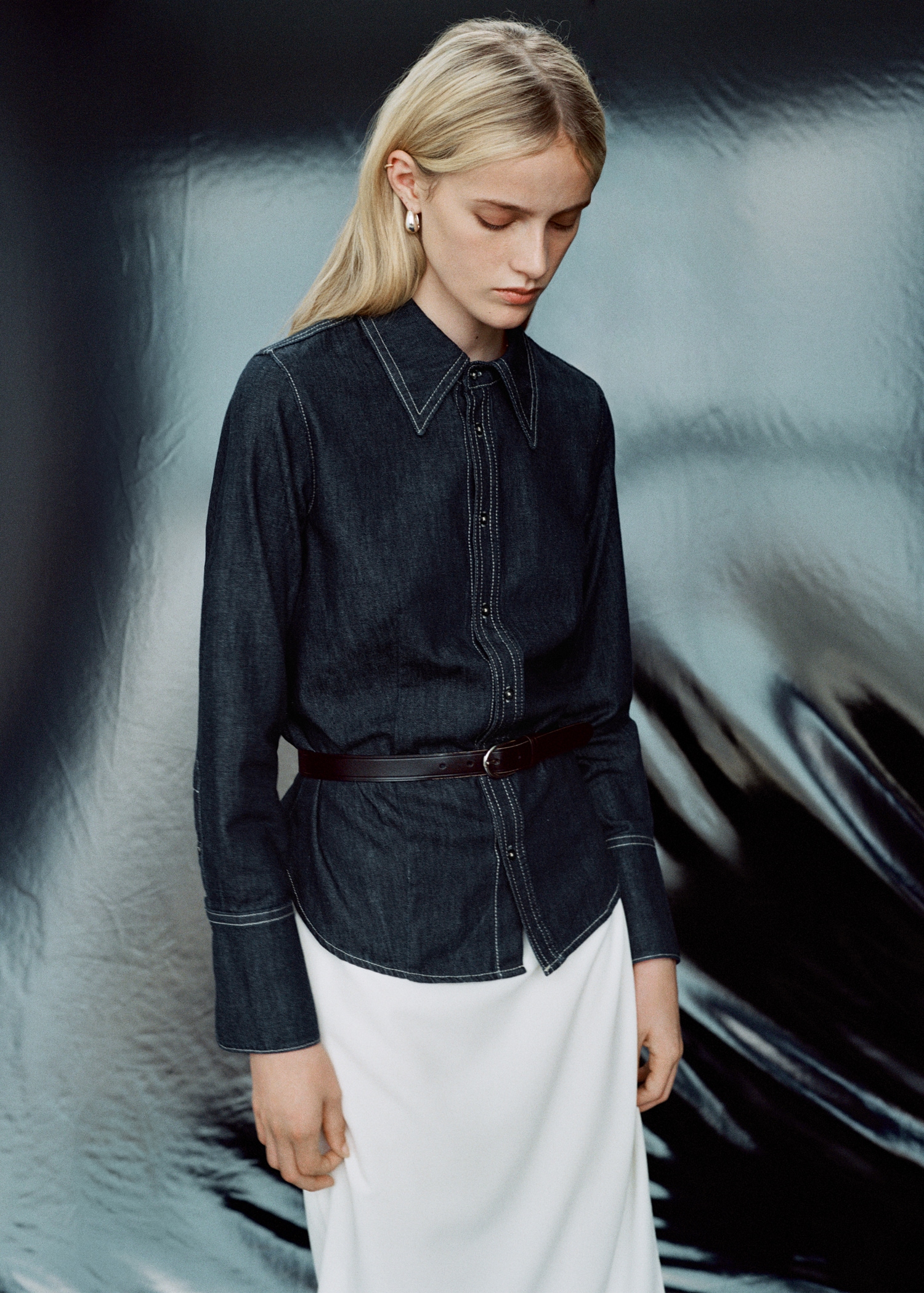Denim Shirt With Seams - Women | Mango United Kingdom