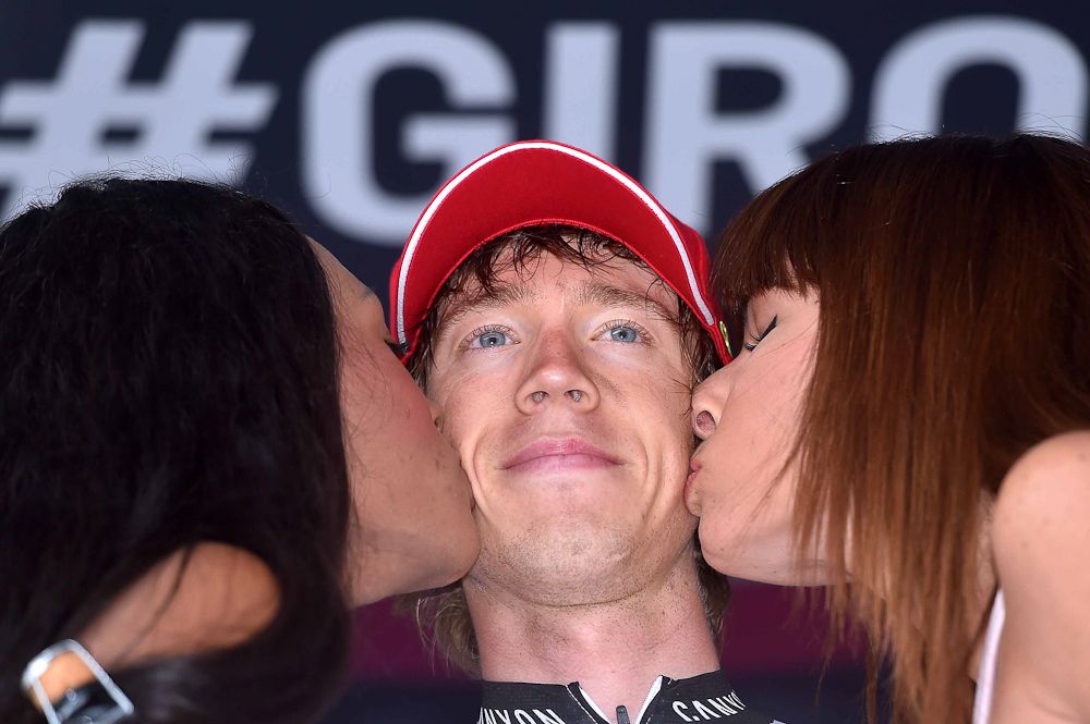 Ilnur Zakarin (Katusha) on the stage 11 podium.
