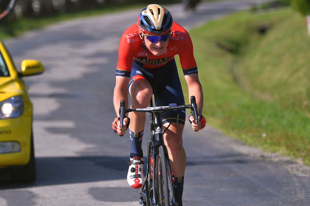 Matej Mohoric rides to the finish of stage 7 at the 2019 Tour de Pologne