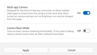 Microsoft Windows 11 Multi-app Camera setting