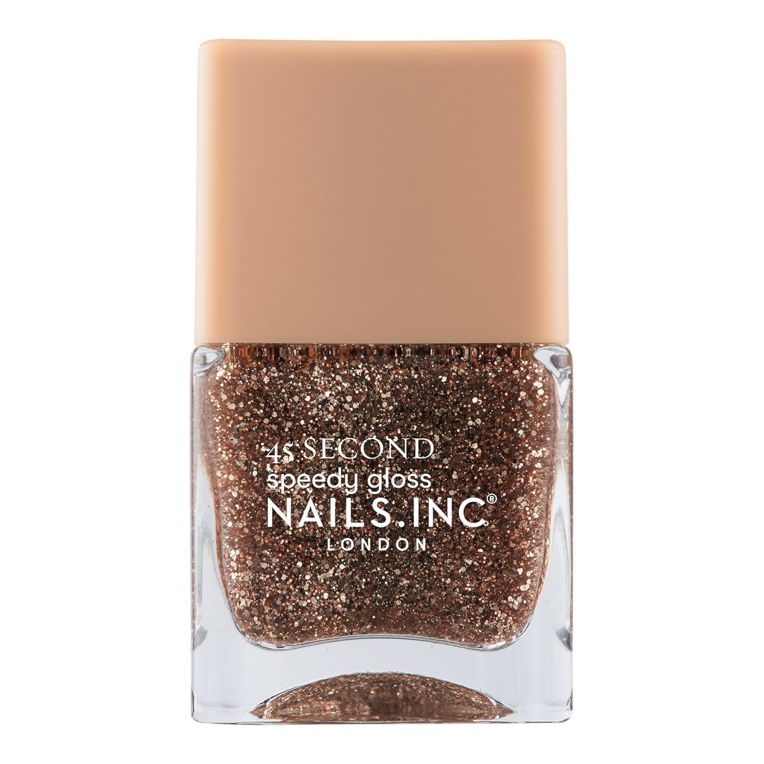 Nails Inc 45 Second Speedy Gloss, Gigi, Gold Glitter, Metallic Shimmer, No Chip, Long Lasting, Quick Dry, Air Dry, Professional Manicure &amp;amp; Pedicure, Fingernail &amp;amp; Toenail, Vegan Nail Polish, 0.47 Fl Oz
