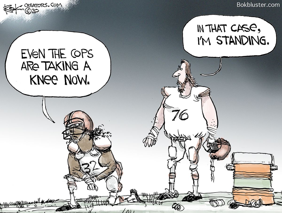 Editorial Cartoon U.S. cops taking knee racism | The Week