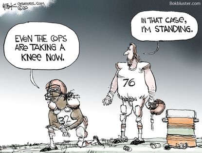 Editorial Cartoon U.S. cops taking knee racism