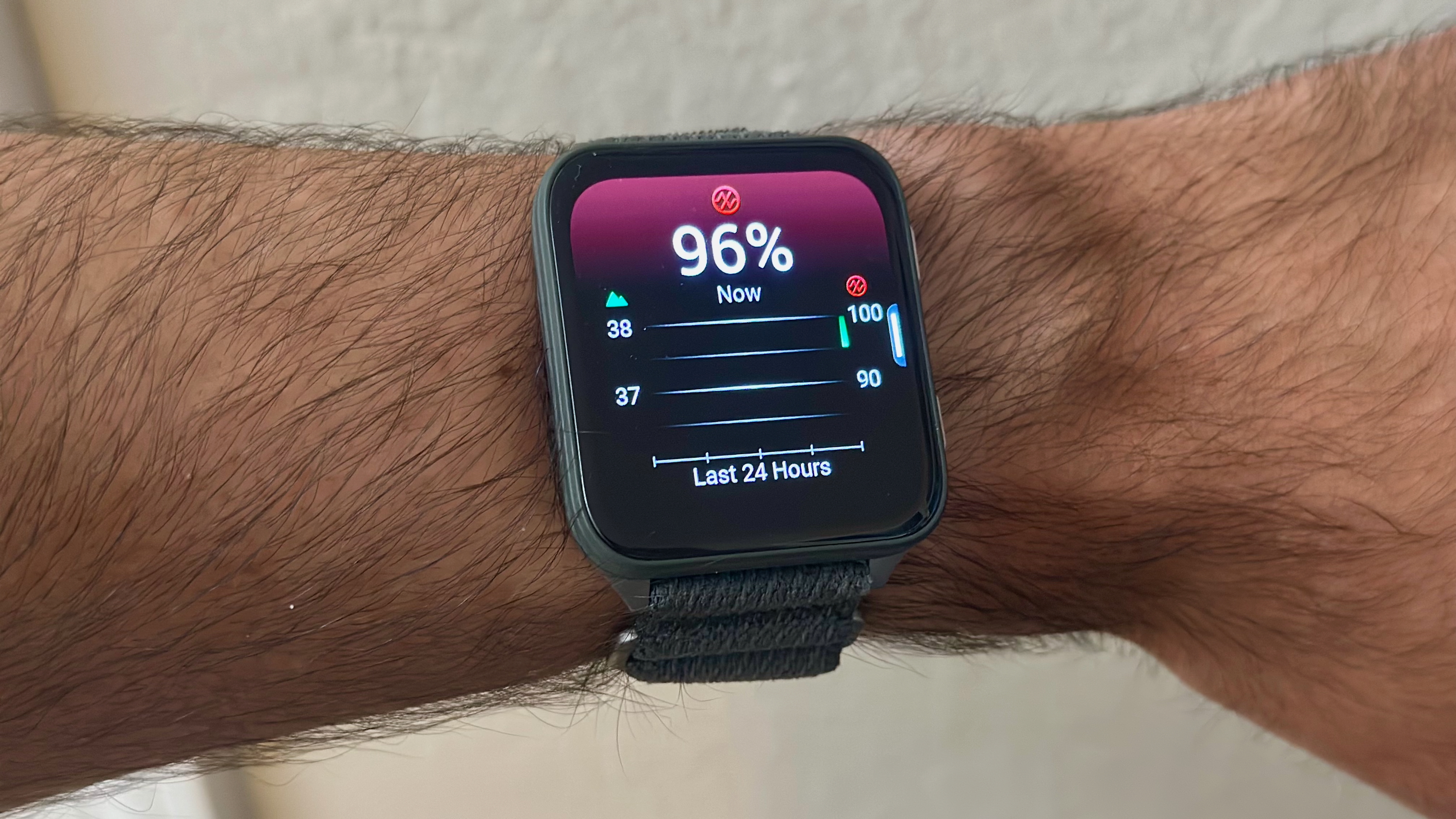 A blood oxygen (Pulse Ox) reading on the Garmin Venu X1