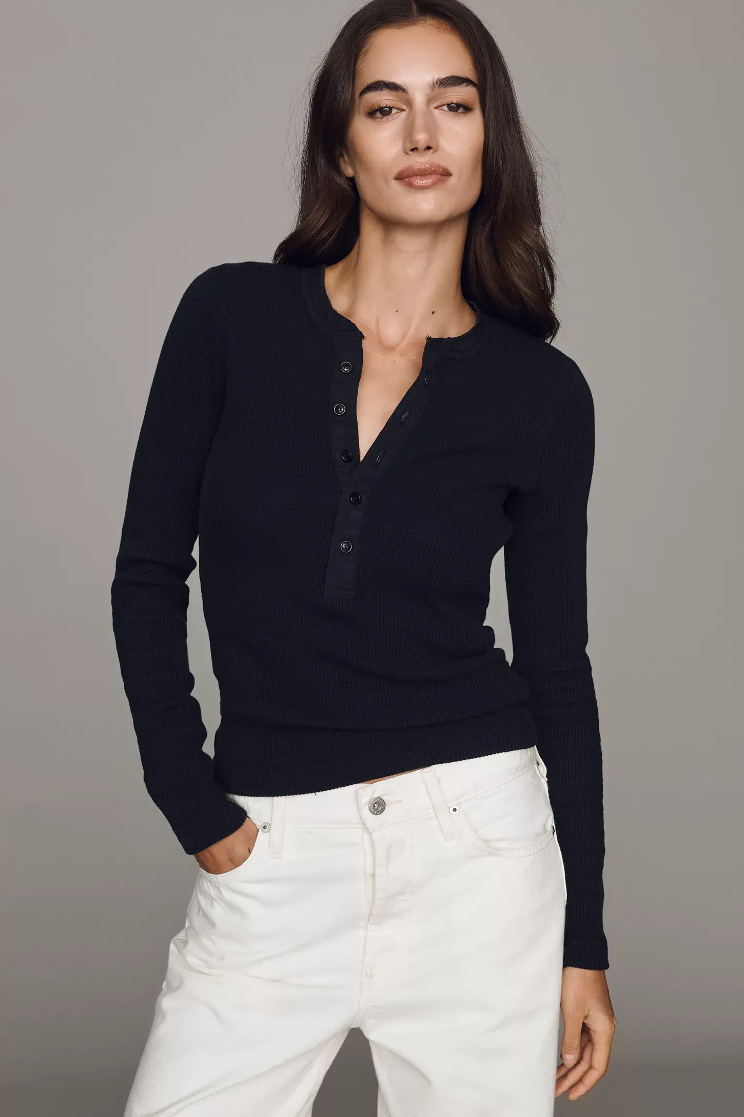 Citizens of Humanity, Drea 100% Cotton Waffle Henley Top