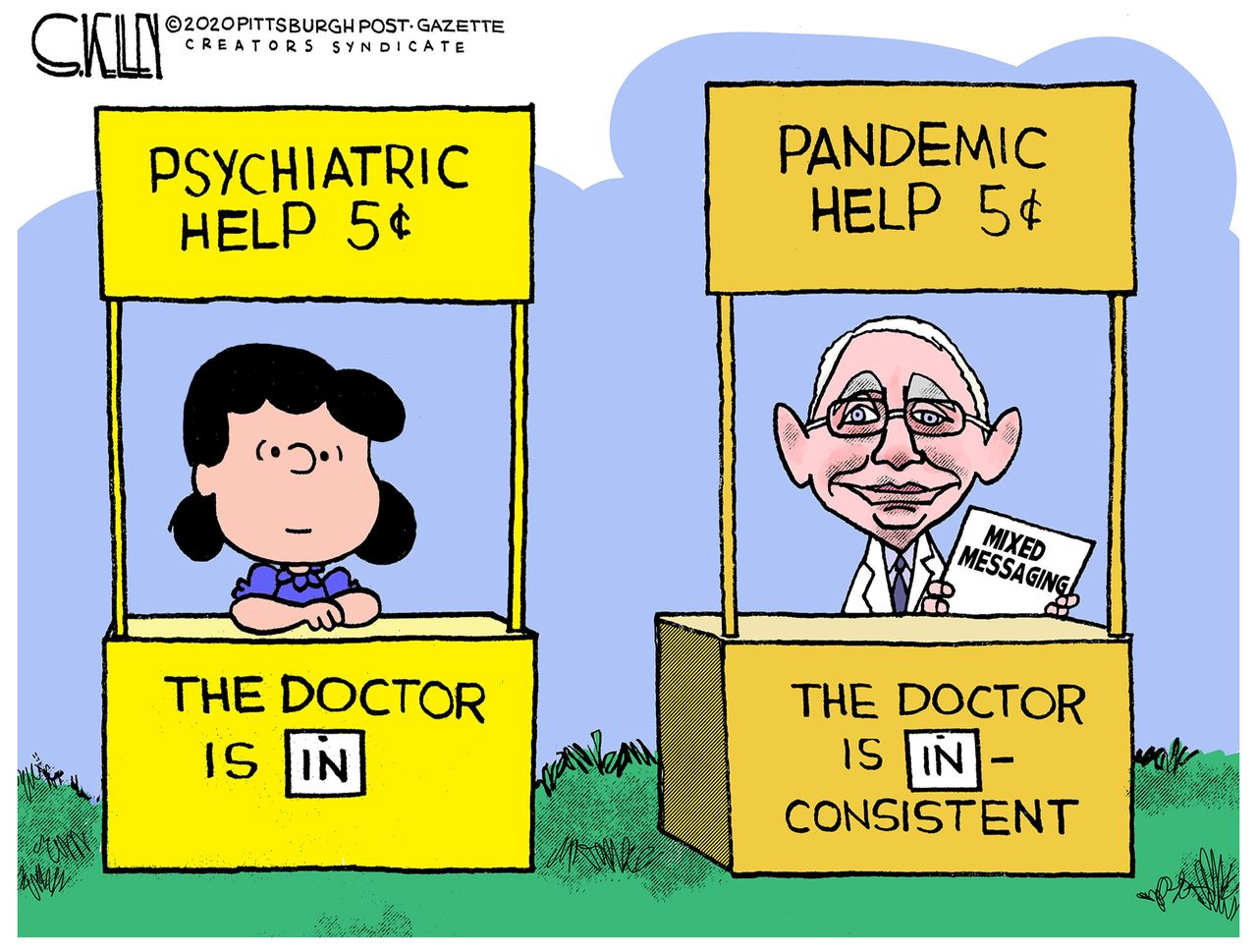 Editorial Cartoon U.S. fauci covid peanuts lucy