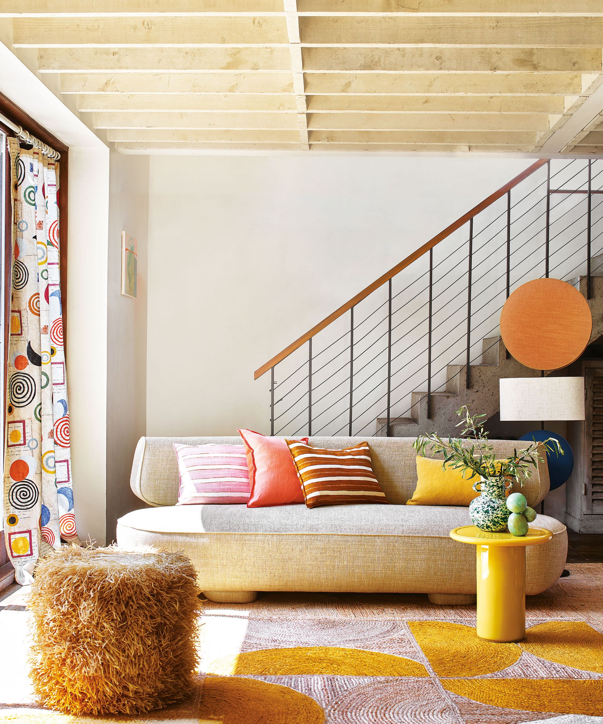 living room with sofa and side tables