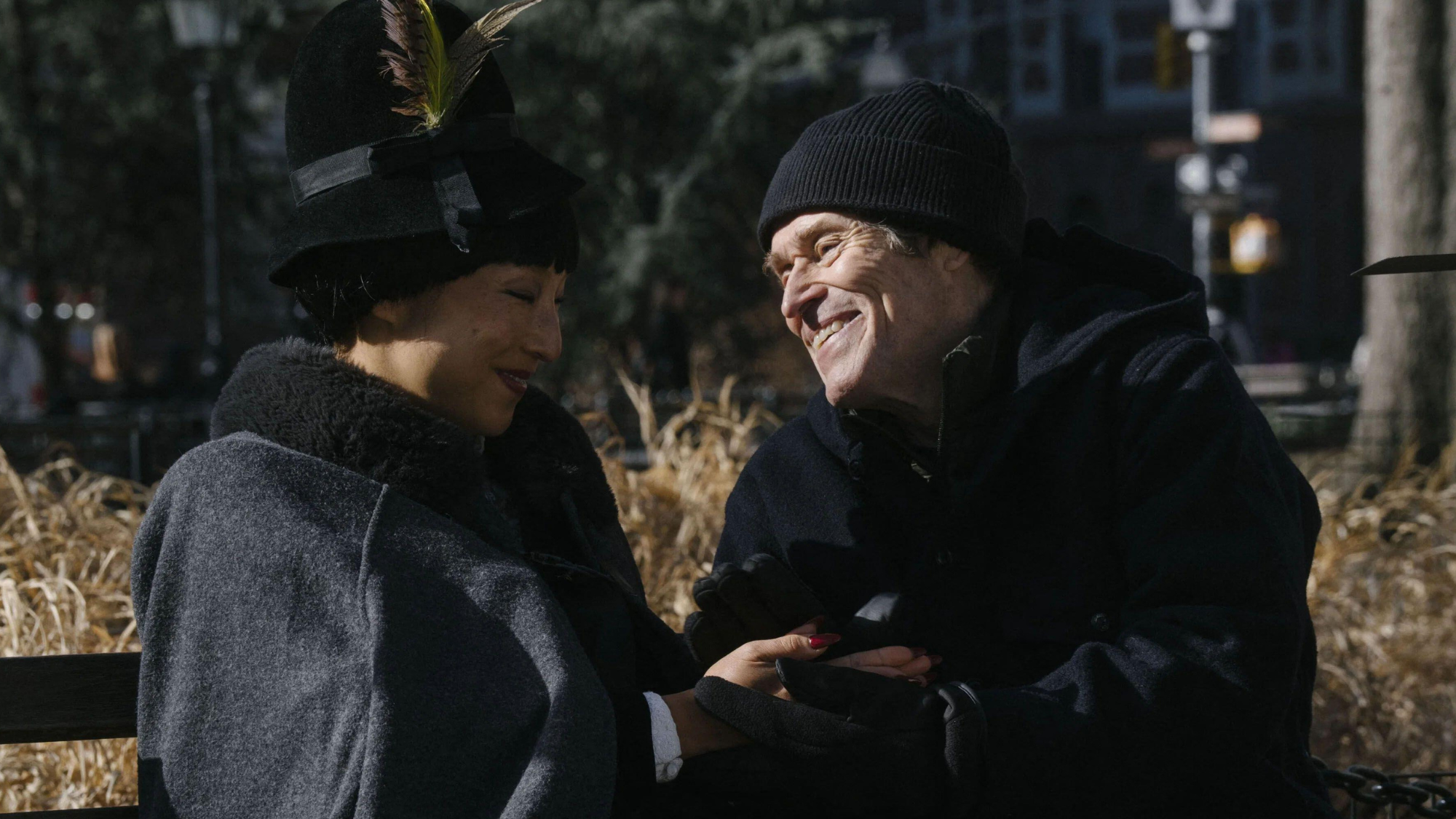 Willem Dafoe and Greta Lee in Late Fame