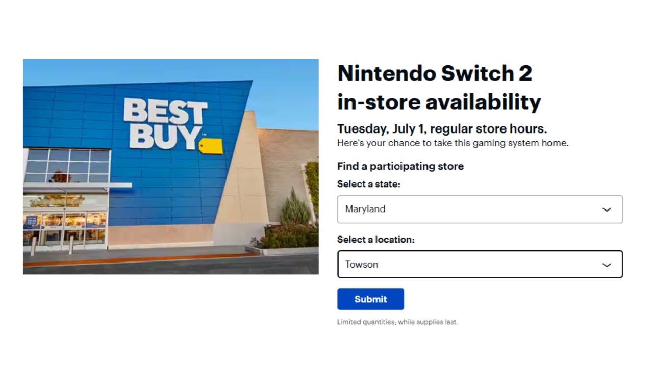 Best Buy Nintendo Switch 2 store locator