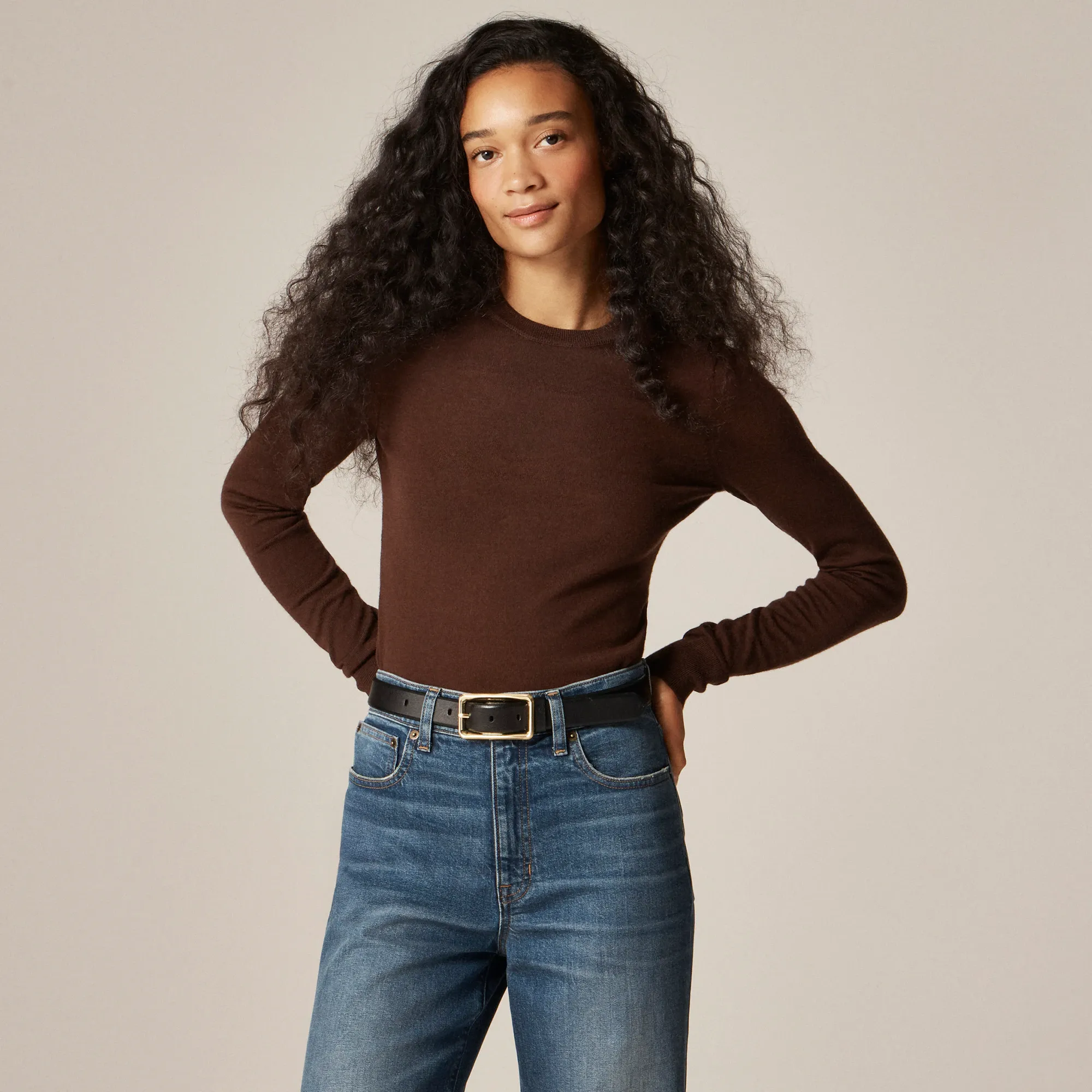 Carolyn Fitted Crewneck Sweater in Merino Wool