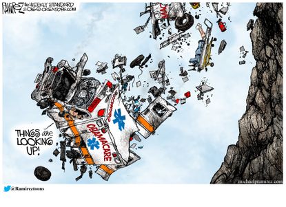 Obama cartoon U.S. Obamacare failing crashing