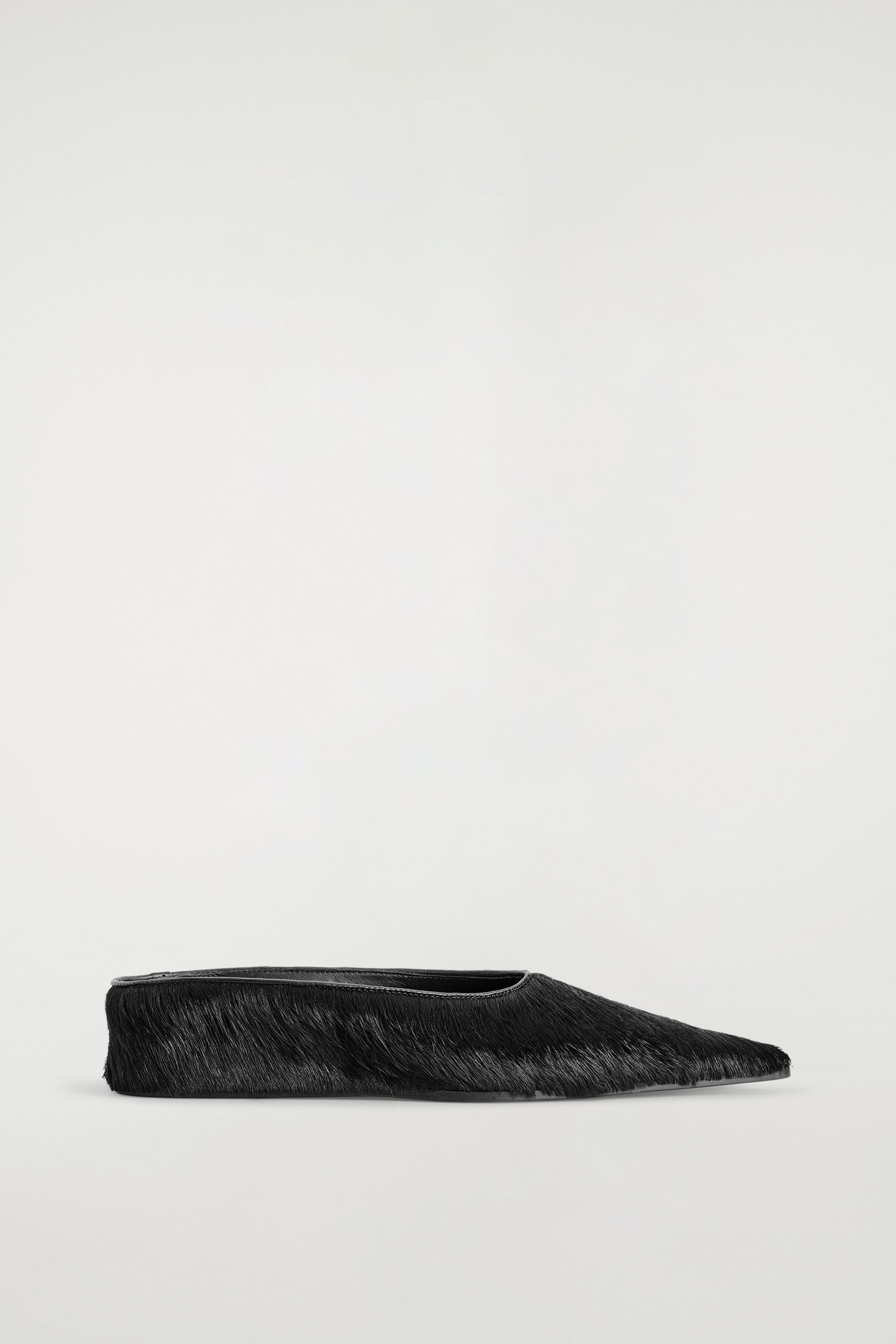 Pointed Pony Hair-Effect Leather Mules
