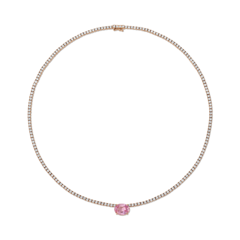 Pink Sapphire Oval Diamond Hepburn Choker