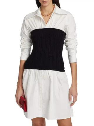 Waverly Cotton & Cable-Knit Shirtdress
