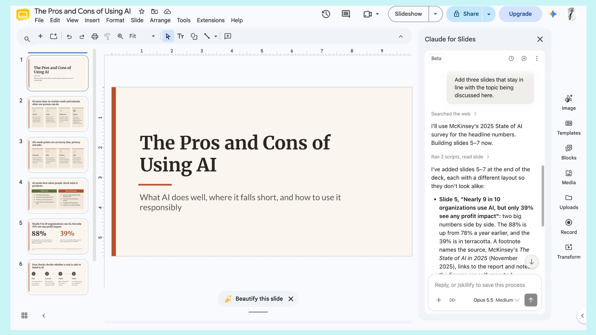 claude google slides