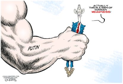 Obama cartoon U.S. Putin Russia Strongarm