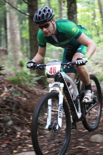 A mountain biker in the forest