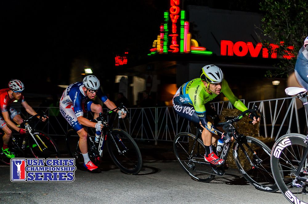 Chad Hartley shepherds eventual race winner Danniel Holloway