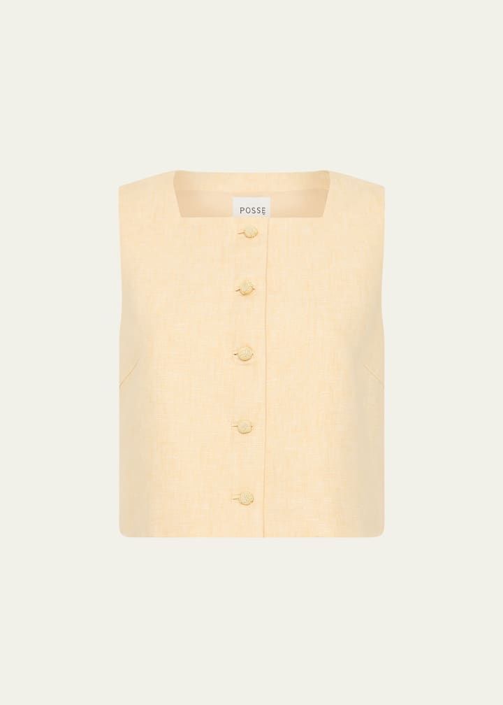 Rio Linen Cropped Vest