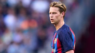 Frenkie de Jong of Barcelona looks on during the La Liga match between Barcelona and Osasuna at the Camp Nou on May 2, 2023 in Barcelona, Catalonia, Spain.