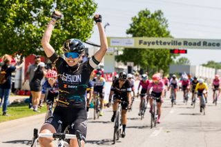 Skylar Schneider of L39GION of Los Angeles wins stage 1 of the 2022 Joe Martin Stage Race