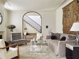 neutral living room with grey sofas by M.Naeve