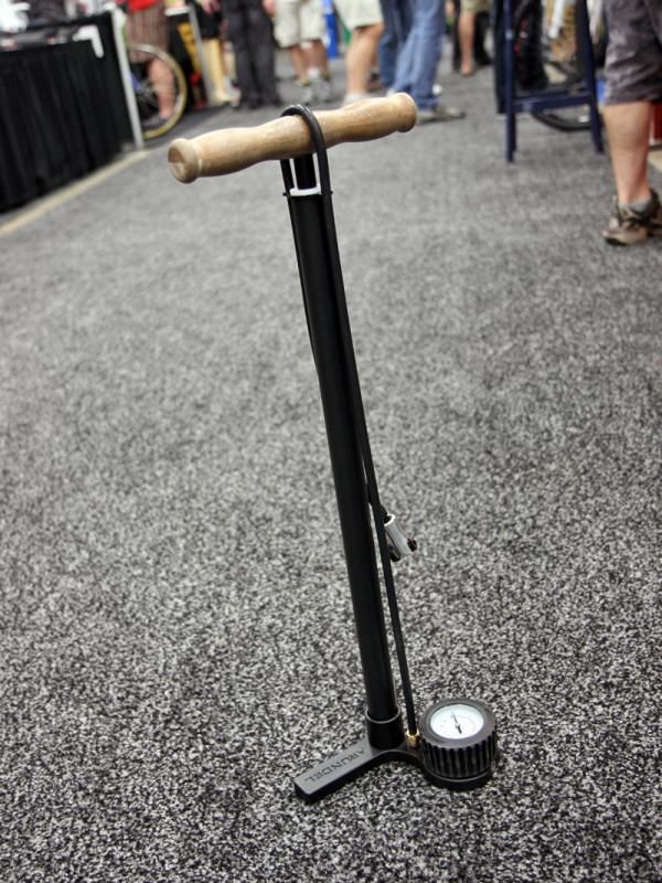 Arundel is working on some new accessories, including this classically styled floor pump with wooden handle and armored gauge.