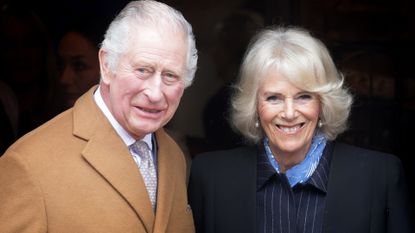 King Charles III and Camilla, Queen Consort visit Talbot Yard Food Court on April 05, 2023 in Malton, England. The King and Queen Consort are visiting Yorkshire to meet local producers and charitable organisations. 