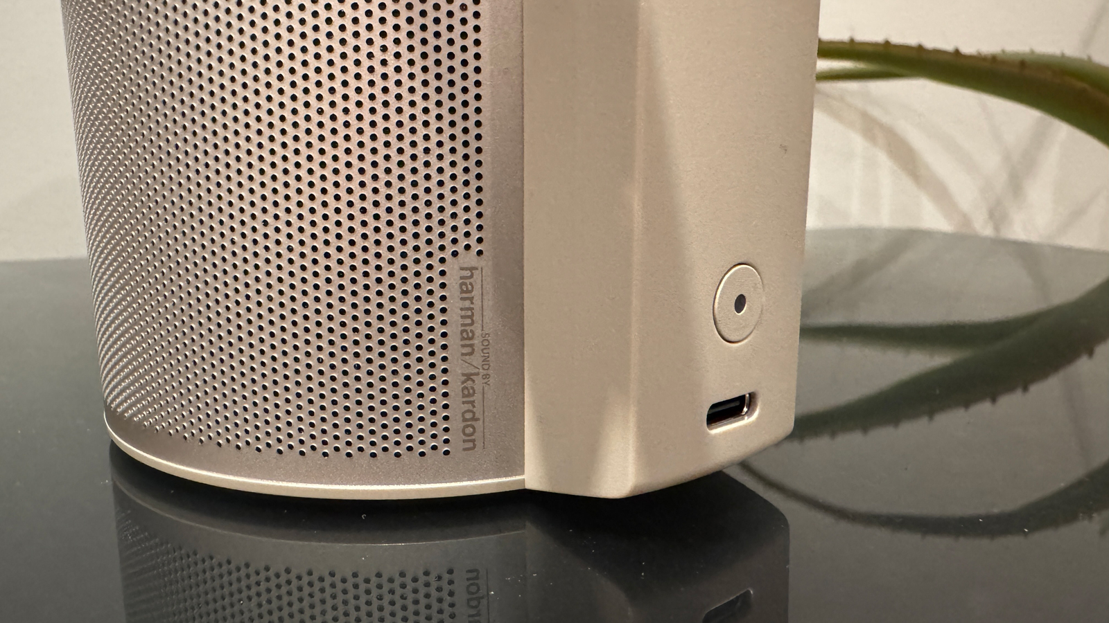 Close up of XGIMI MoGo 3 Pro projector speaker and power input