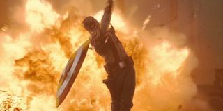 Captain America hurling his trademark shield